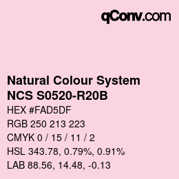 Color code: Natural Colour System<br>NCS S0520-R20B - Rosa | qconv.com