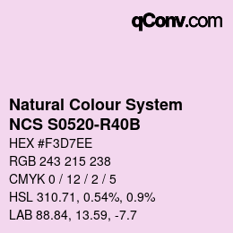 カラーコード: Natural Colour System<br>NCS S0520-R40B - Pinkrosa | qconv.com