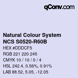 Farbcode: Natural Colour System<br>NCS S0520-R60B - Graurosa | qconv.com
