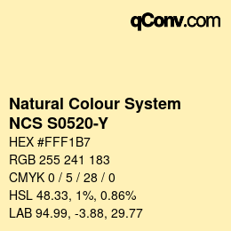 Color code: Natural Colour System<br>NCS S0520-Y - Hellgelb | qconv.com