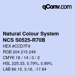 カラーコード: Natural Colour System<br>NCS S0525-R70B - Lichtblau | qconv.com