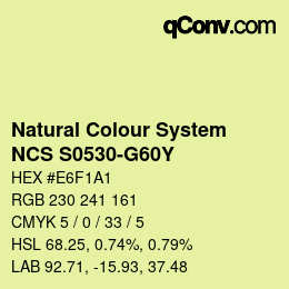 Color code: Natural Colour System<br>NCS S0530-G60Y - Gelbgrün | qconv.com