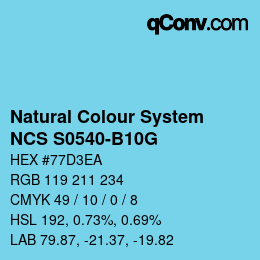 Color code: Natural Colour System<br>NCS S0540-B10G - Hellblau | qconv.com