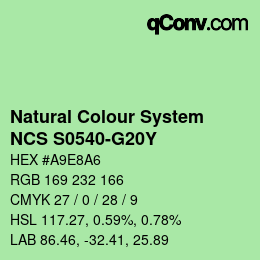 カラーコード: Natural Colour System<br>NCS S0540-G20Y - Blassgrün | qconv.com