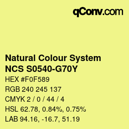 Farbcode: Natural Colour System<br>NCS S0540-G70Y - Gelb | qconv.com