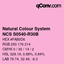 カラーコード: Natural Colour System<br>NCS S0540-R30B - Pink | qconv.com