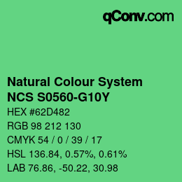 カラーコード: Natural Colour System<br>NCS S0560-G10Y - Grün | qconv.com