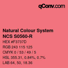 カラーコード: Natural Colour System<br>NCS S0560-R - Lachsrot | qconv.com