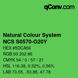 カラーコード: Natural Colour System<br>NCS S0570-G20Y - Grün | qconv.com