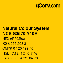 Farbcode: Natural Colour System<br>NCS S0570-Y10R - Gelborange | qconv.com