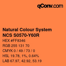 Color code: Natural Colour System<br>NCS S0570-Y60R - Orange | qconv.com