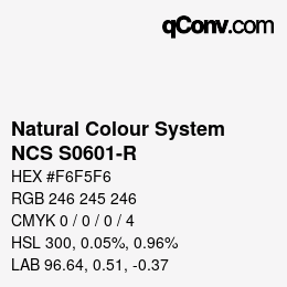 颜色代码: Natural Colour System<br>NCS S0601-R - 自 2022 | qconv.com