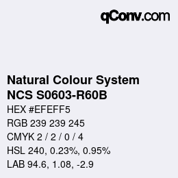 カラーコード: Natural Colour System<br>NCS S0603-R60B - Hellgrau | qconv.com
