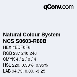颜色代码: Natural Colour System<br>NCS S0603-R80B - Hellgrau | qconv.com