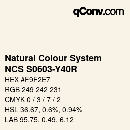 カラーコード: Natural Colour System<br>NCS S0603-Y40R - Eierschalenbeige | qconv.com