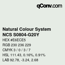 Color code: Natural Colour System<br>NCS S0804-G20Y - Blassgrün | qconv.com