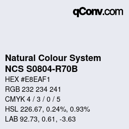 Color code: Natural Colour System<br>NCS S0804-R70B - Hellgrau | qconv.com