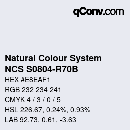 Code couleur: Natural Colour System<br>NCS S0804-R70B - Hellgrau | qconv.com