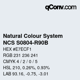 カラーコード: Natural Colour System<br>NCS S0804-R90B - Hellgrau | qconv.com