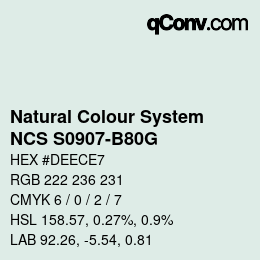 颜色代码: Natural Colour System<br>NCS S0907-B80G - Blassgrün | qconv.com
