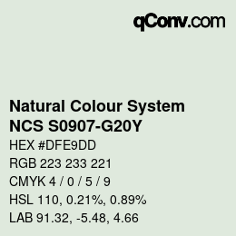 Color code: Natural Colour System<br>NCS S0907-G20Y - Blassgrün | qconv.com