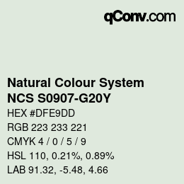 カラーコード: Natural Colour System<br>NCS S0907-G20Y - Blassgrün | qconv.com