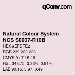 Color code: Natural Colour System<br>NCS S0907-R10B - Blassrosa | qconv.com