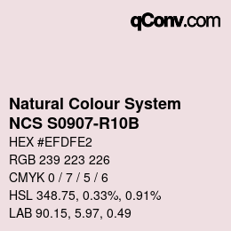 カラーコード: Natural Colour System<br>NCS S0907-R10B - Blassrosa | qconv.com