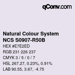 颜色代码: Natural Colour System<br>NCS S0907-R50B - Blassflieder | qconv.com