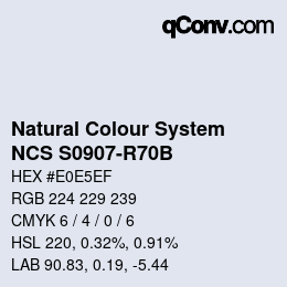 カラーコード: Natural Colour System<br>NCS S0907-R70B - Hellblaugrau | qconv.com