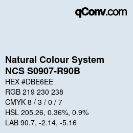 Color code: Natural Colour System<br>NCS S0907-R90B - Blassblau | qconv.com