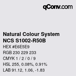 カラーコード: Natural Colour System<br>NCS S1002-R50B - Hellgrau | qconv.com