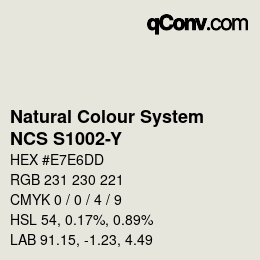 カラーコード: Natural Colour System<br>NCS S1002-Y - Grauweiss | qconv.com