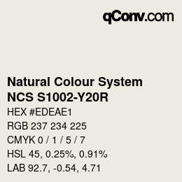 Farbcode: Natural Colour System<br>NCS S1002-Y20R - Neu seit 2022 | qconv.com