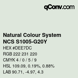 Color code: Natural Colour System<br>NCS S1005-G20Y - Beigegrün | qconv.com