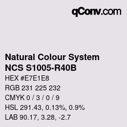 颜色代码: Natural Colour System<br>NCS S1005-R40B - Hellgrau | qconv.com