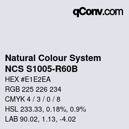 カラーコード: Natural Colour System<br>NCS S1005-R60B - Hellgrau | qconv.com