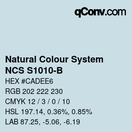 カラーコード: Natural Colour System<br>NCS S1010-B - Hellblau | qconv.com