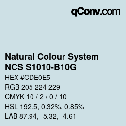 Color code: Natural Colour System<br>NCS S1010-B10G - Blassblau | qconv.com