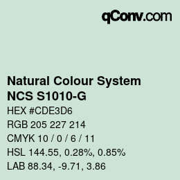 カラーコード: Natural Colour System<br>NCS S1010-G - Blassgrün | qconv.com