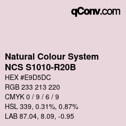 カラーコード: Natural Colour System<br>NCS S1010-R20B - Blassrosa | qconv.com