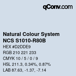 Color code: Natural Colour System<br>NCS S1010-R80B - Hellblau | qconv.com