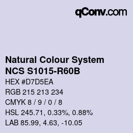 Color code: Natural Colour System<br>NCS S1015-R60B - Helllila | qconv.com