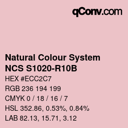 颜色代码: Natural Colour System<br>NCS S1020-R10B - Rosa | qconv.com