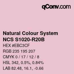 颜色代码: Natural Colour System<br>NCS S1020-R20B - Rosablau | qconv.com