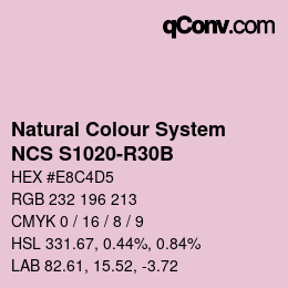 カラーコード: Natural Colour System<br>NCS S1020-R30B - Rosablau | qconv.com