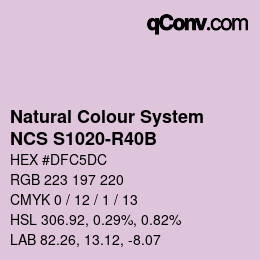 Color code: Natural Colour System<br>NCS S1020-R40B - Rosablau | qconv.com