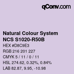 颜色代码: Natural Colour System<br>NCS S1020-R50B - Rosablau | qconv.com