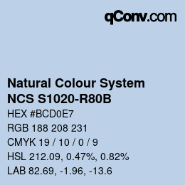 カラーコード: Natural Colour System<br>NCS S1020-R80B - Blau | qconv.com