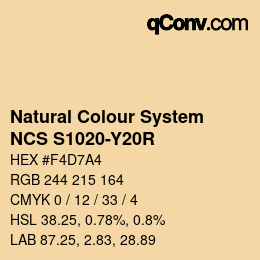 カラーコード: Natural Colour System<br>NCS S1020-Y20R - Gelbbeige | qconv.com